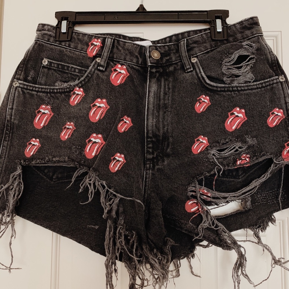 Rolling Stone Lips Denim Shorts
